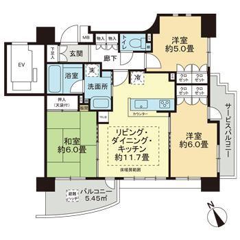 ライフアップ船堀(3LDK/8階)の間取り写真
