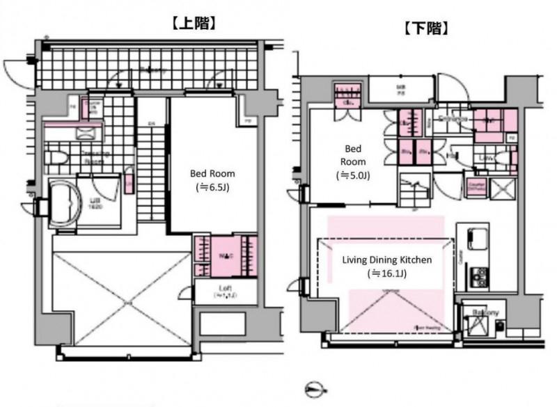オリーブ麻布十番(2LDK/10階)の間取り写真