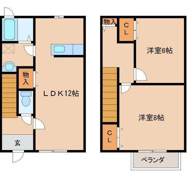 サバトエクレールI(2LDK/1階)の間取り写真