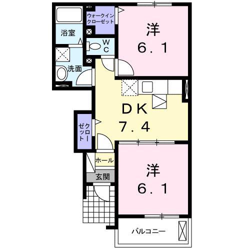サンリットK(2DK/1階)の間取り写真