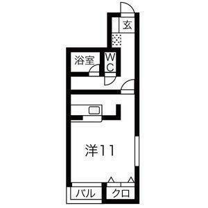 アスコット栄(ワンルーム/1階)の間取り写真