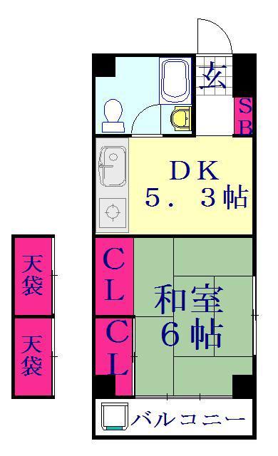 トーシンコーポ(1DK/1階)の間取り写真