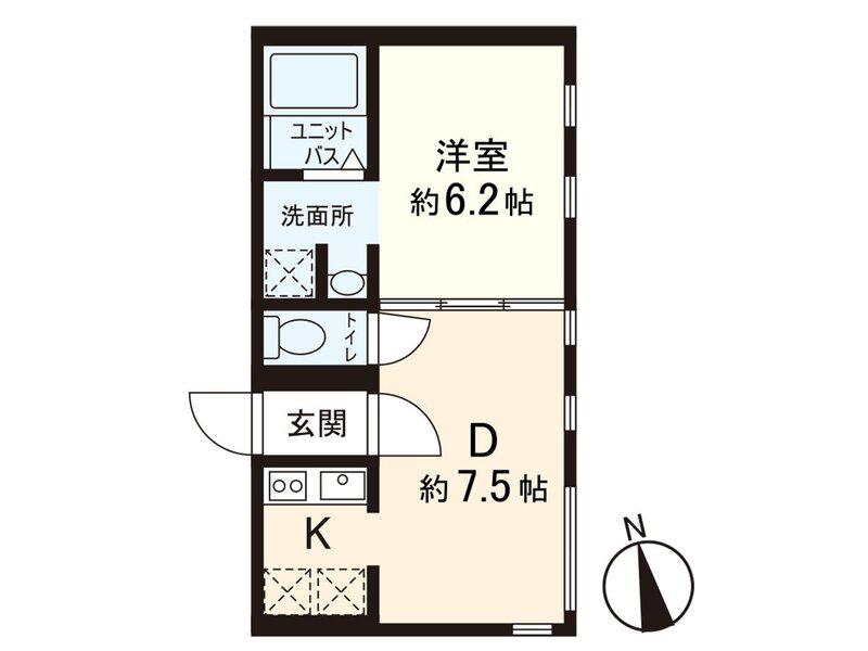 MMビル(1DK/3階)の間取り写真