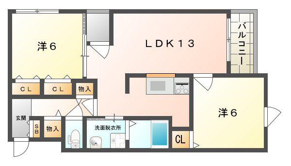 ロイヤル ハイム(2LDK/3階)の間取り写真