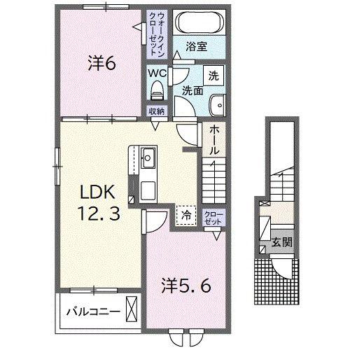 グランデフォルトーネA(2LDK/2階)の間取り写真