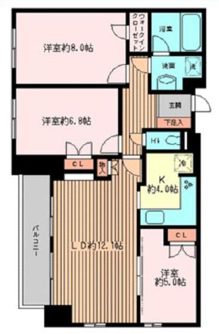 モアクレスト神宮前(3LDK/2階)の間取り写真