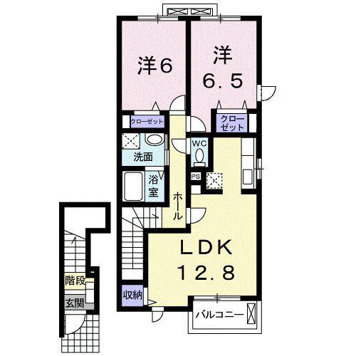 プロスペラーレB(2LDK/2階)の間取り写真
