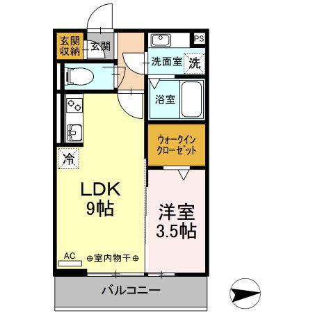 ニュー ヴィレッジ(1LDK/3階)の間取り写真