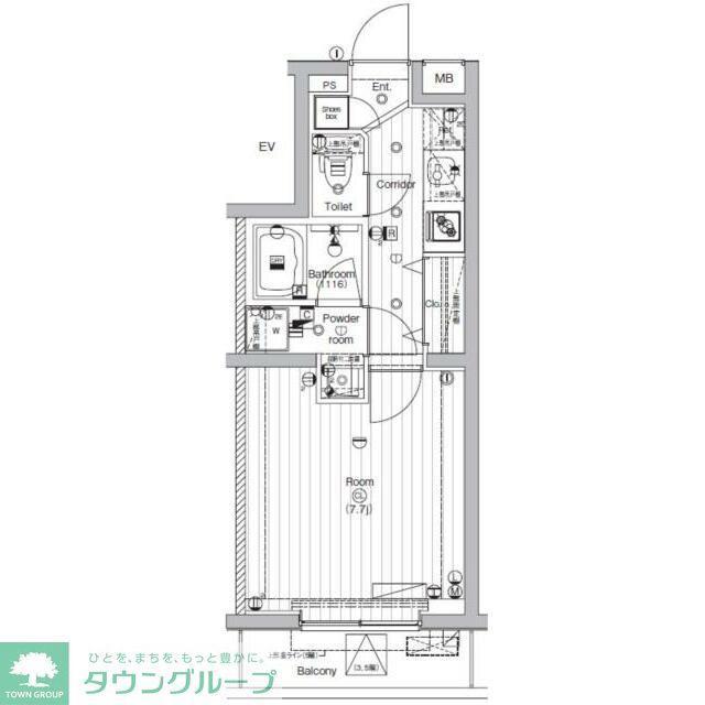 PREMIUM CUBE 西大島(1K/2階)の間取り写真