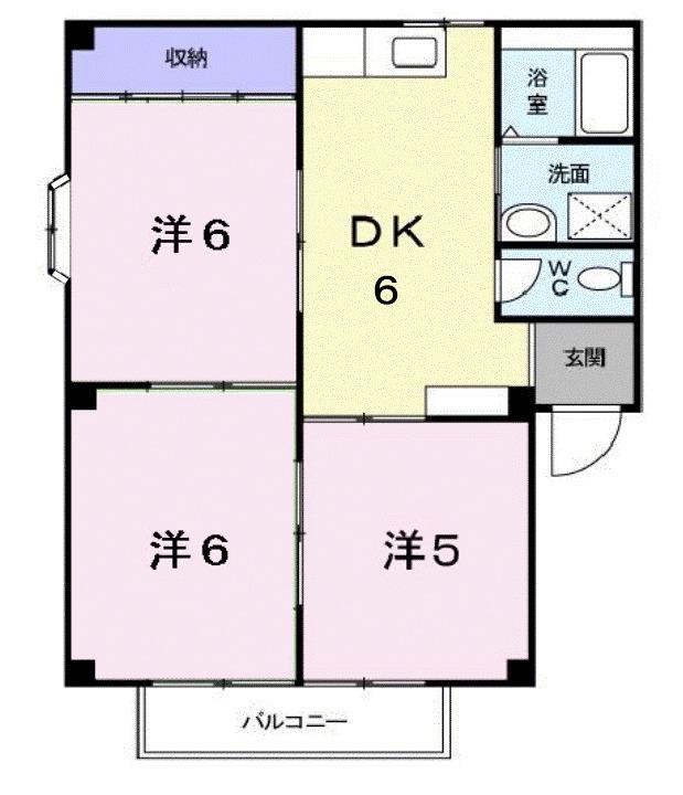 サンハイツ近田B(3DK/2階)の間取り写真
