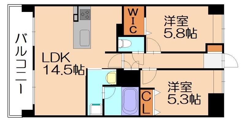 ニューガイア空港通(2LDK/3階)の間取り写真