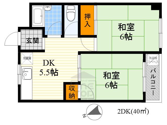 千里七尾マンション(2DK/2階)の間取り写真