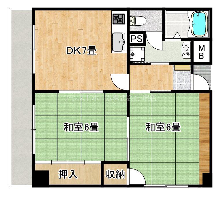 アベニール堺駅前(2DK/6階)の間取り写真