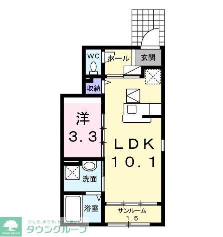 エミネンスD棟(1LDK/1階)の間取り写真