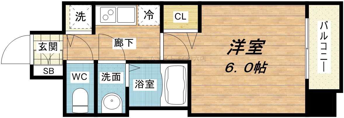 プレサンス梅田東アルファ(1K/9階)の間取り写真