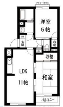 ハイツUU V(2LDK/3階)の間取り写真