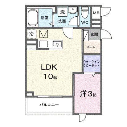 ヒカルサ志木(1LDK/1階)の間取り写真