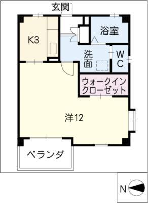 名鉄瀬戸線 三郷駅(愛知) 徒歩16分 3階建 築26年(1K/3階)の間取り写真