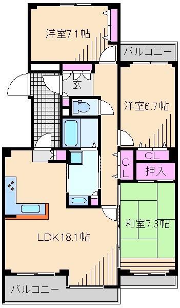 T S GARDEN西寺尾E棟(3LDK/3階)の間取り写真