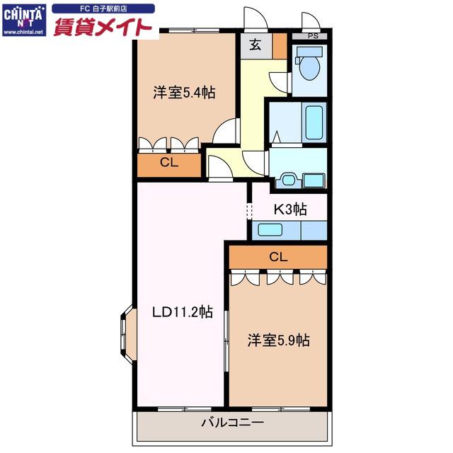 パラティーノ(2LDK/1階)の間取り写真
