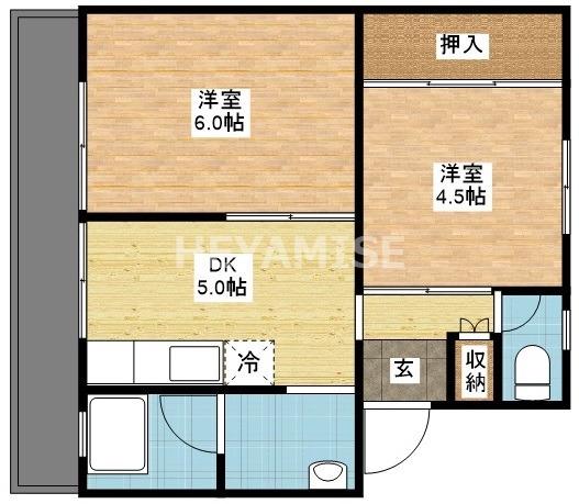 ビレッジハウス福田本町1号棟(2DK/1階)の間取り写真