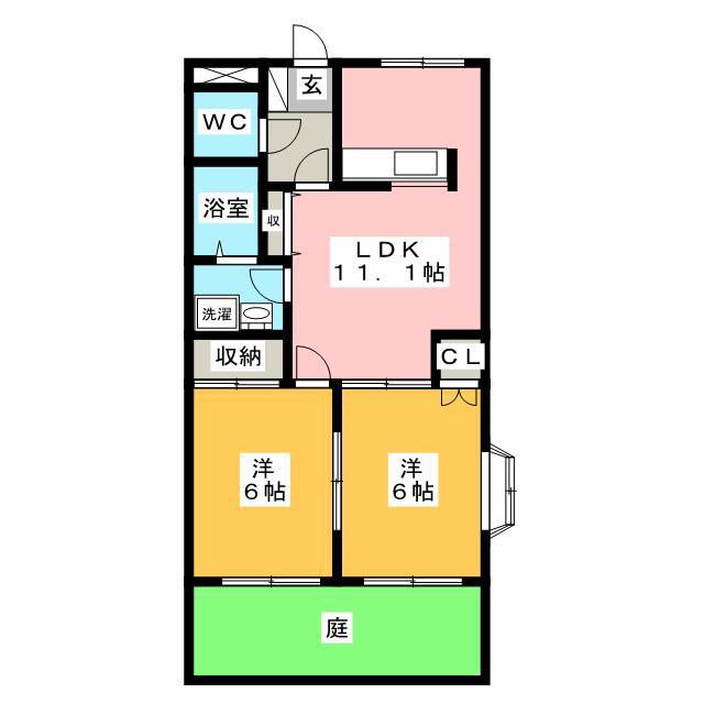 ハロー21 A(2LDK/1階)の間取り写真