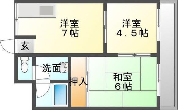 IL SOLE五月苑 南棟(2DK/2階)の間取り写真