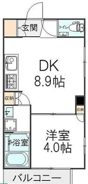 ヴランドール船橋本町(1DK/3階)の間取り写真