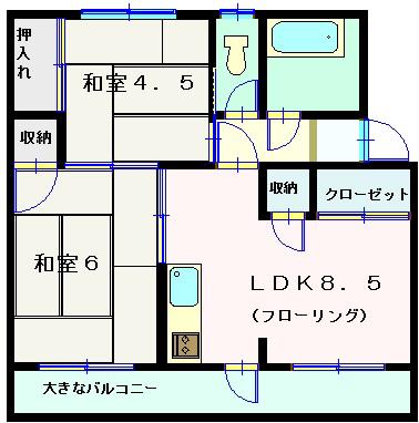 辰巳東ハイツC棟(2DK/4階)の間取り写真