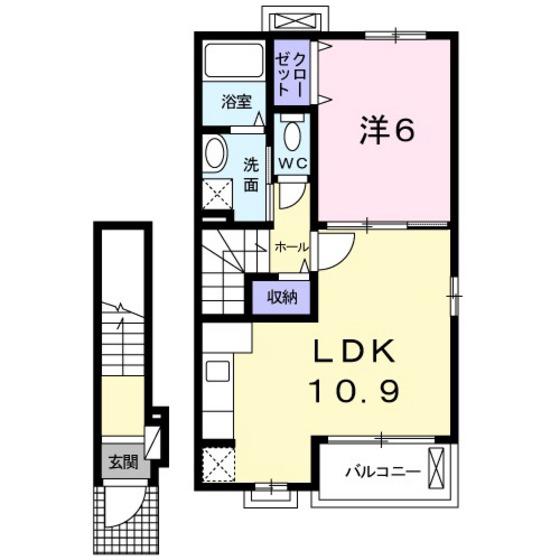 フローリッシュ(1LDK/2階)の間取り写真