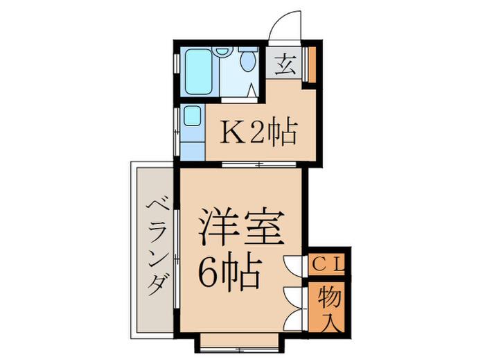 ベルメゾン(1K/2階)の間取り写真