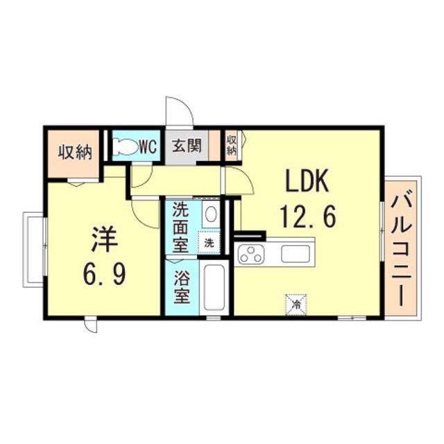 アベニール楠(1LDK/2階)の間取り写真