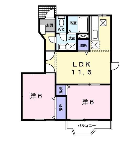 メゾンドリームC(2LDK/1階)の間取り写真