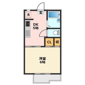 グランステーション大垣(1DK/2階)の間取り写真