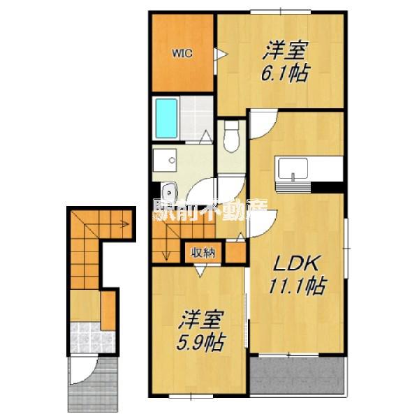 ピュアライヴXII B(2LDK/2階)の間取り写真