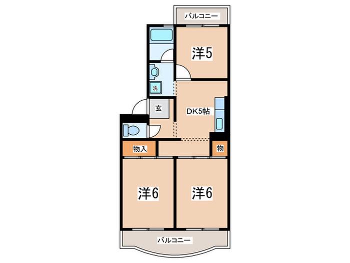グリーンプラザ御園(3DK/1階)の間取り写真