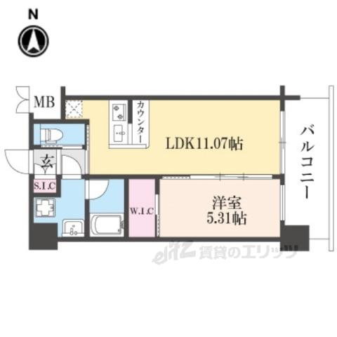 プレジオ八戸ノ里(1LDK/2階)の間取り写真
