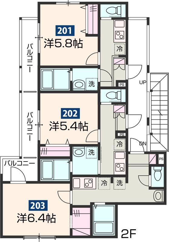 MELDIA大宮桜木町I(1K/2階)の間取り写真