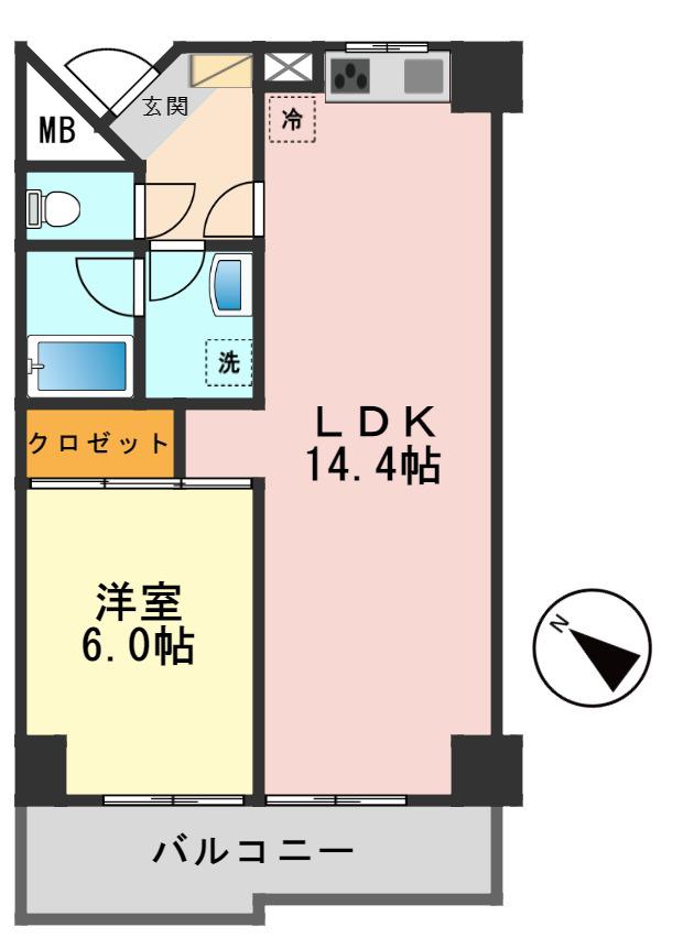 GRACECOURT(1LDK/2階)の間取り写真