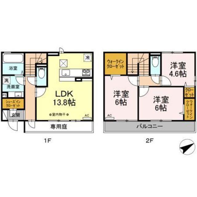 けやき 壱番館(3LDK/1階)の間取り写真