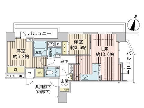 レーベン大通公園(2LDK/7階)の間取り写真