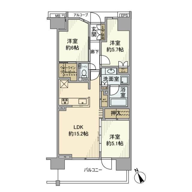 プラウドシティ方南町(3LDK/5階)の間取り写真