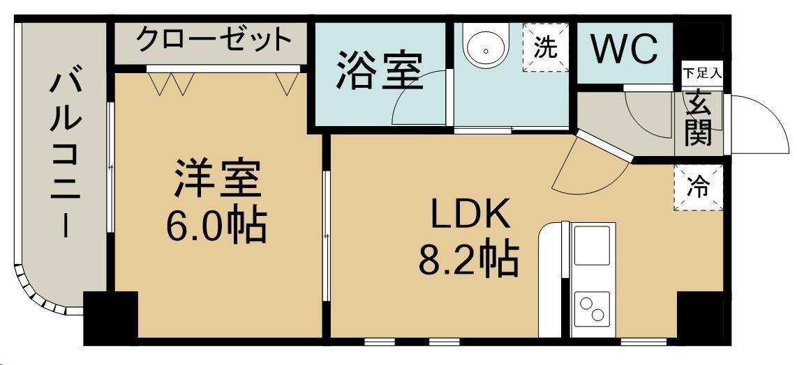 ガーデンコート岐阜屋壱番館(1LDK/2階)の間取り写真