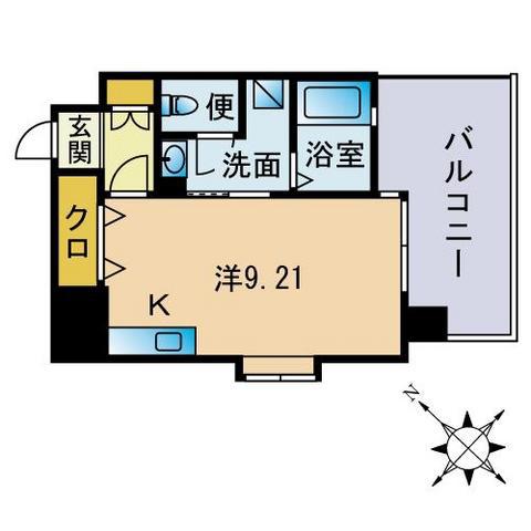 エスティメゾン薬院(ワンルーム/4階)の間取り写真