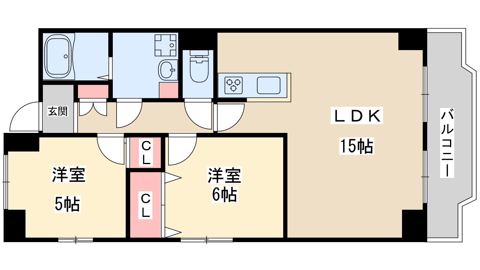 パークヒルズ新大阪オアシス(2LDK/10階)の間取り写真