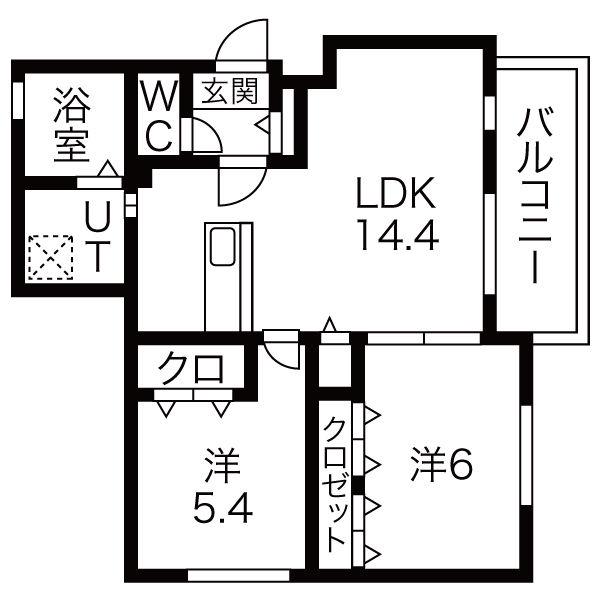 プランタン円山(2LDK/1階)の間取り写真