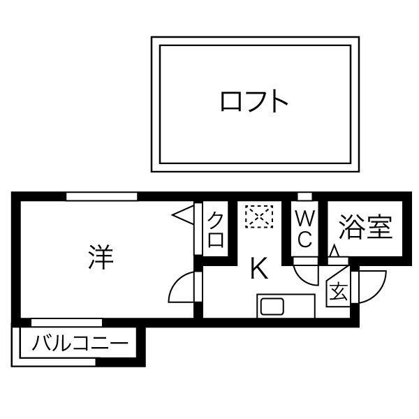 プランタン浅間(1K/2階)の間取り写真