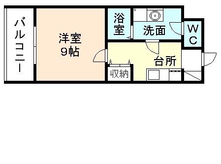 Sコート堀南(1K/2階)の間取り写真