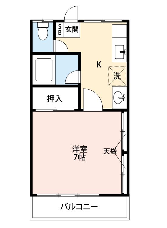 ヴィラちぐさ(1K/2階)の間取り写真