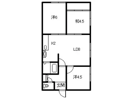 ダイヤコーポII(3LDK/2階)の間取り写真